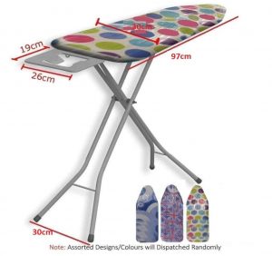 DELUXE WIDE METAL LARGE IRONING BOARD, ADJUSTABLE IRON RACK